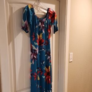 Floral Blue Maxi/shorts Dress